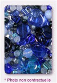 Lot de perles en verre de bohême bleu x100g