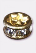 Rondelle strass 4,5 mm cristal / or x4