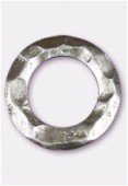 Perle en métal anneau martelé 25 mm argent vieilli x2