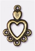 Chandelier coeur 5 anneaux 18x12 mm bronze x2