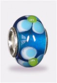 Perle façon pandora blue lt flower/s 12x7 mm x1