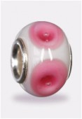 Perle façon pandora white/pink 12x7 mm x1