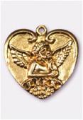 Pendentif en metal coeur ange pt 25x25 mm or x1