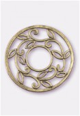 Pendentif en métal cercle feuilles 43 mm bronze x1