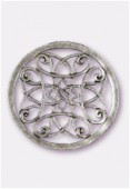 Pendentif en métal cercle rosace 43 mm argent vieilli x1