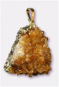 Pendentif druse citrine / plaqué or x1