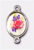 Intercalaire bouquet de fleurs argent vieilli 15x13 mm x1