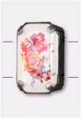 Intercalaire rectangle serti bouquet de roses argent vieilli 19x13 mm x1