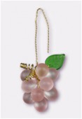 Grappe de raisin en verre montée sur fil laiton 3.5 cm pink x1