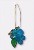 Grappe de raisin en verre montée sur fil laiton 3.5 cm aquamarine x1