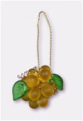 Grappe de raisin en verre montée sur fil laiton 3.5 cm topaz x1