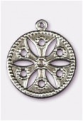 Breloque en métal rosace découpée 20 mm argent vieilli x2