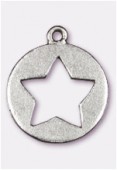 Breloque en métal étoile découpée 20 mm argent vieilli x2
