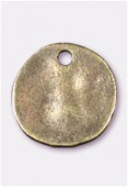 Breloque en métal sequin martelé 15 mm bronze x4
