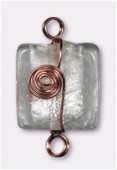 Feuille d'argent carré 21x20 mm crystal fil cuivre x1