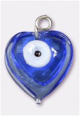 Perle en verre pendentif oeil coeur porte bonheur x1