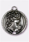 Pendentif en métal buste femme 45 mm argent vieilli x1