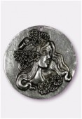 Pendentif en métal femme fleur 57 mm argent vieilli x1 Pendentif en métal femme fleur 57 mm argent vieilli x1