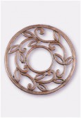 Pendentif en métal cercle feuilles 43 mm cuivre x1