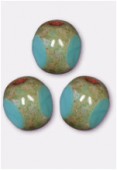 Perle 3-cut picasso 6 mm green turquoise x12