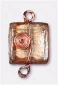 Feuille d'argent carré 21x20 mm peach fil cuivre x1
