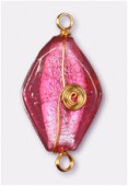 Feuille d'argent losange 32x22 mm berry fil or x1