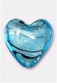 Feuille d'argent coeur 23 mm aqua x1
