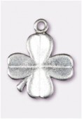 Breloque en métal trèfle à 4 feuilles 20x16 mm argent vieilli x2