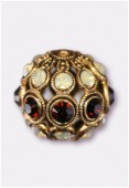 Boule strass 13 mm mocha sand opal / or x1