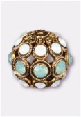 Boule strass 13 mm pacific opal white opal / or x1