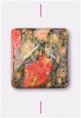 Unakite carré à facettes 10 mm x1