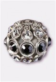 Boule Strass 13 mm Jet Hem / Shadow Crystal / Argent x1
