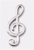 Breloque en métal clef de sol 17x7 mm argent vieilli x2