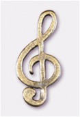 Breloque en métal clef de sol 17x7 mm bronze x2
