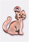 Breloque en métal chat 15x12 mm cuivre x2