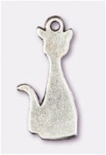 Breloque en métal chat 22x10 mm argent vieilli x2