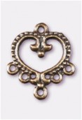 Chandelier coeur baroque 5 anneaux 22x20 mm bronze x2