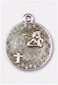 Breloque en métal médaille ange 20 mm argent vieilli x1