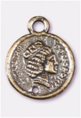 Breloque en métal pièce monnaie 13 mm bronze x2