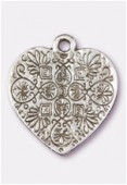 Breloque en métal coeur 23x20 mm argent vieilli x1