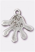 Breloque en métal fait main 22x20 mm argent vieilli x1
