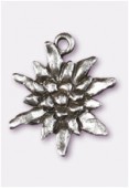 Breloque en métal edelweiss 18x16 mm argent vieilli x2