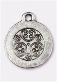 Breloque en métal médaille volute 17 mm argent vieilli x1