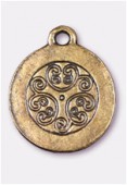 Breloque en métal médaille volute 17 mm bronze x1