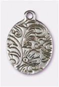 Breloque en métal bouquet de fleurs 24x17 mm argent vieilli x1