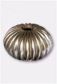 Perle en laiton ronde 12x10 mm argent vieilli x2