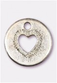 Breloque en métal coeur découpé 14 mm argent vieilli x2