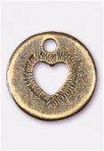 Breloque en métal coeur découpé 14 mm bronze x2