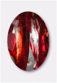 Cabochon ovale 25x18 mm red silver foiled x1