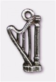 Breloque en métal harpe 19x9 mm argent vieilli x2
